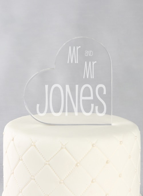 Mr. & Mr. Acrylic Heart Cake Top