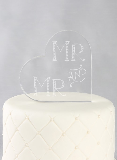 Mr. & Mr. Acrylic Heart Cake Top