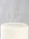 Mrs. & Mrs. Acrylic Heart Cake Top