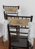 Mrs/Mrs Burlap Chair Sashes