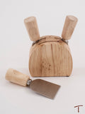 Wood Cheese Block w/3 Wood Handle Utensils