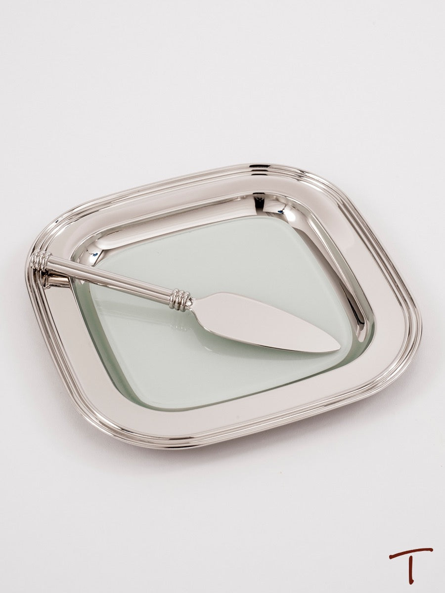Cheese Tray W/ Glass Liner & Server