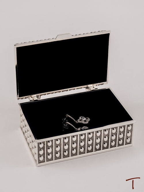 Beaded Antique Rectangle Jewelry Box - Large