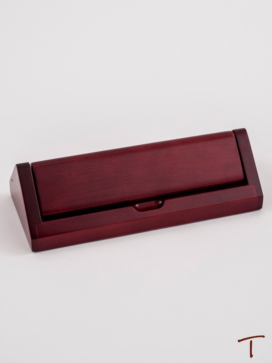 Two Silver & Black Pens in Wood Roll Open Box