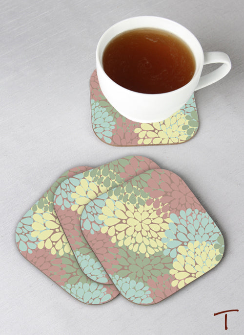 Tenereze Exclusive | Multicolored Floral Coasters - Set of 4