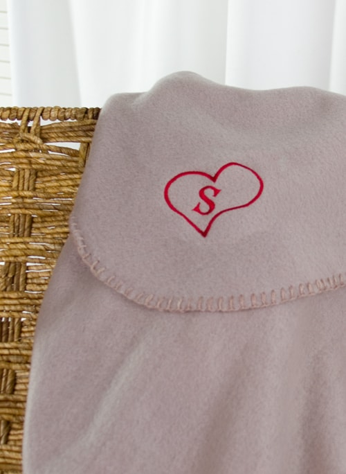 Heart Initial Fleece Blanket